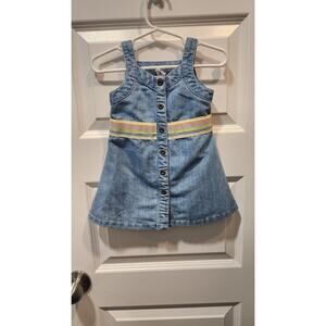 Old Navy Dress Baby Girl 6-12mos Sleeveless Denim Jean Button Up Jumper Vintage